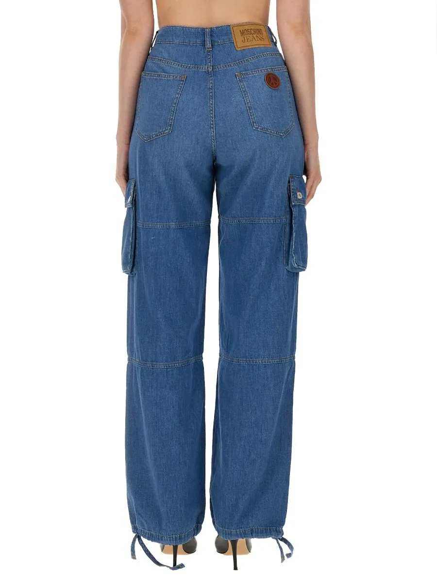 Moschino Jeans Logo Patch Cargo Jeans