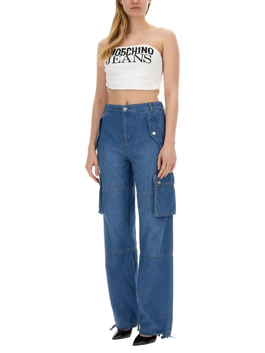 Moschino Jeans Logo Patch Cargo Jeans