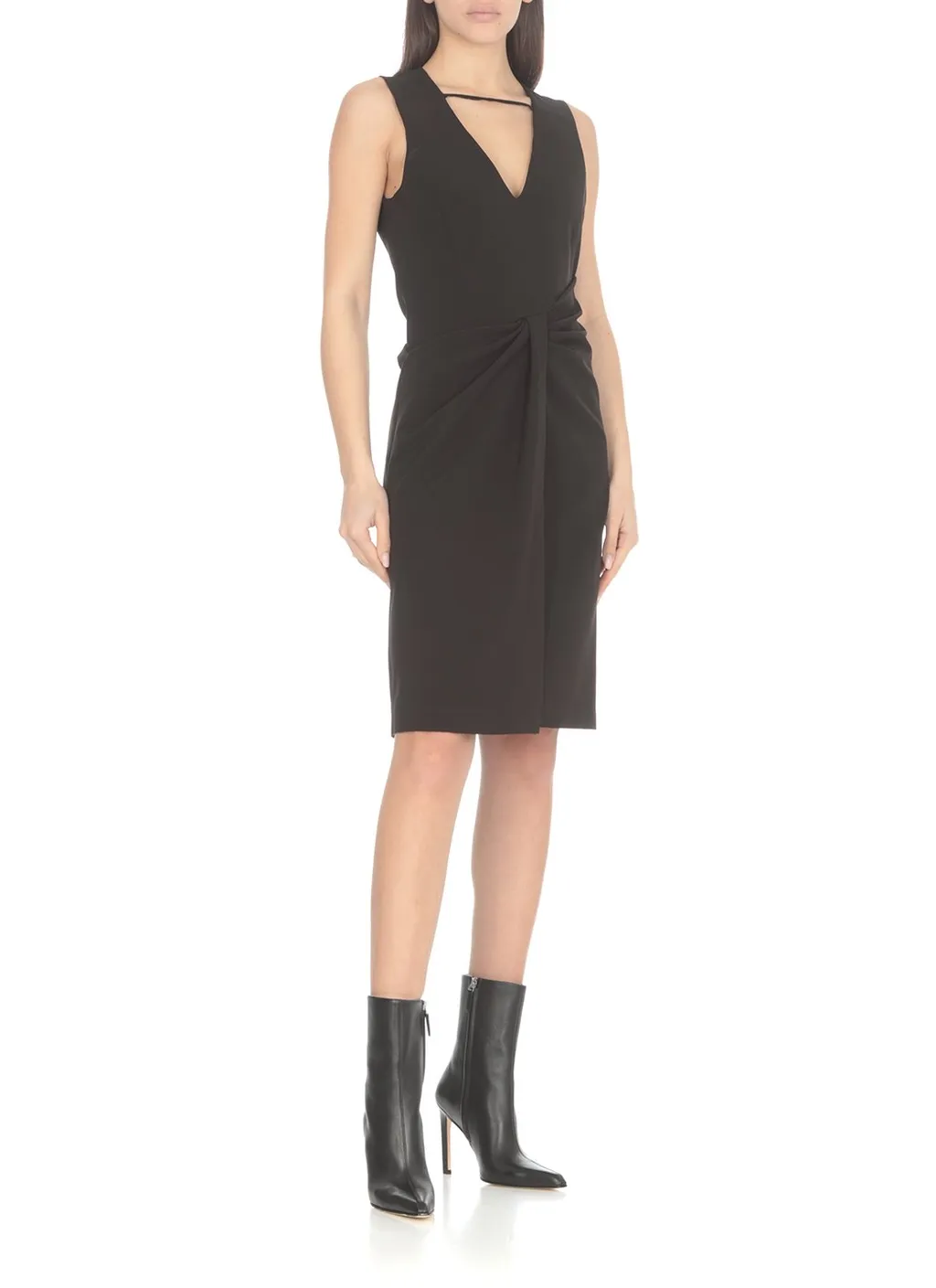 Moschino Jeans Gathered V-Neck Sleeveless Dress