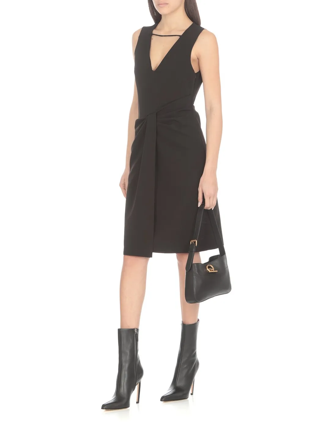 Moschino Jeans Gathered V-Neck Sleeveless Dress