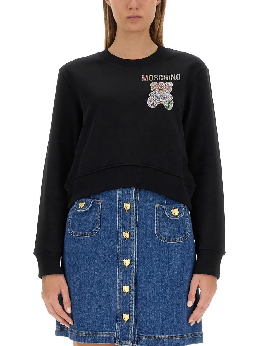Moschino Teddy Bear Embellished Crewneck Sweatshirt