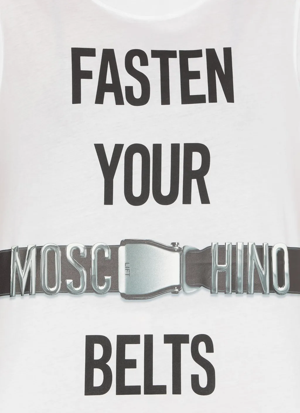 Moschino Fasten Your Belts Printed Crewneck T-Shirt