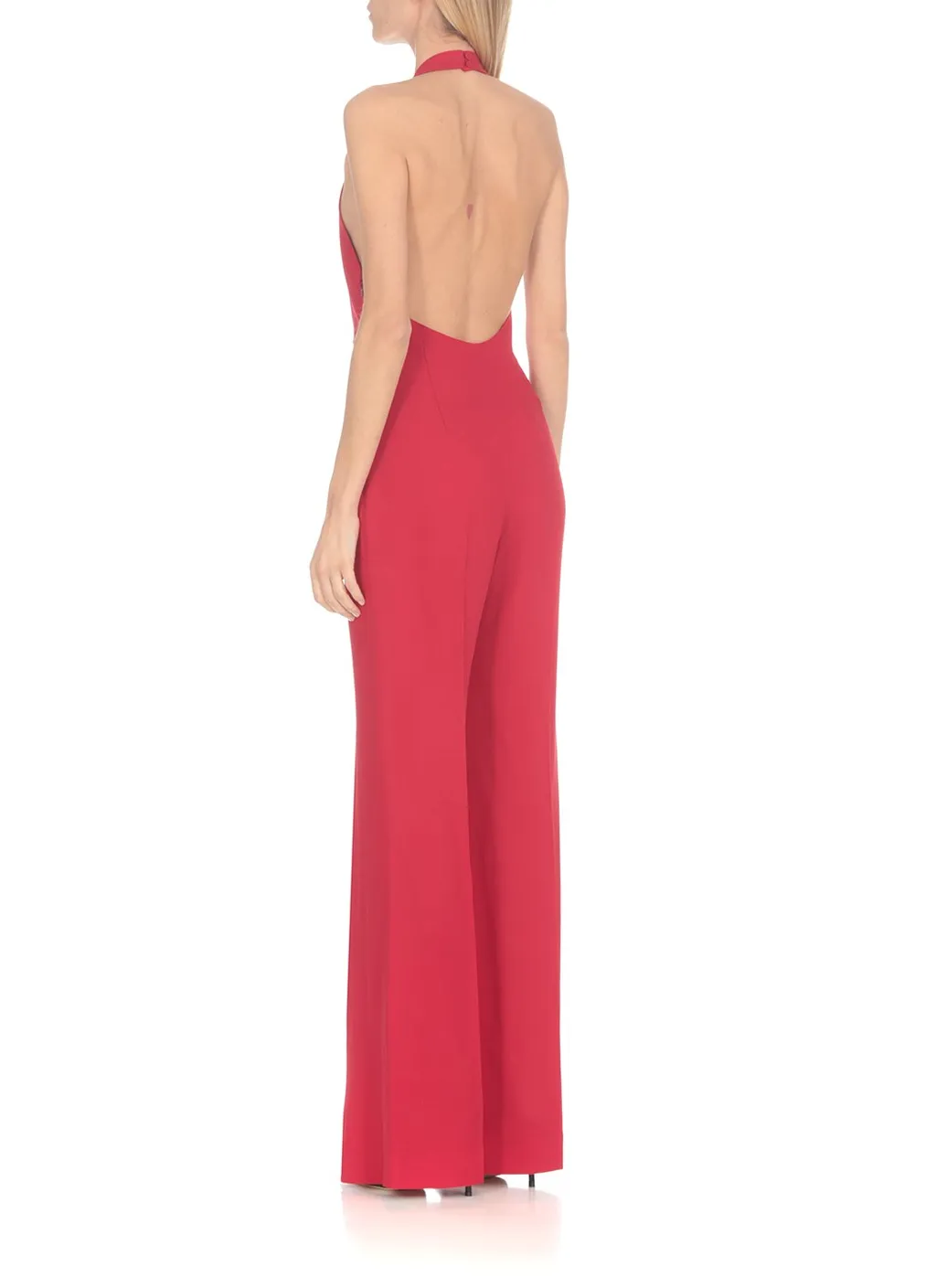 Moschino Chain-Embellished Open-Back Haltrneck Jumpsuit