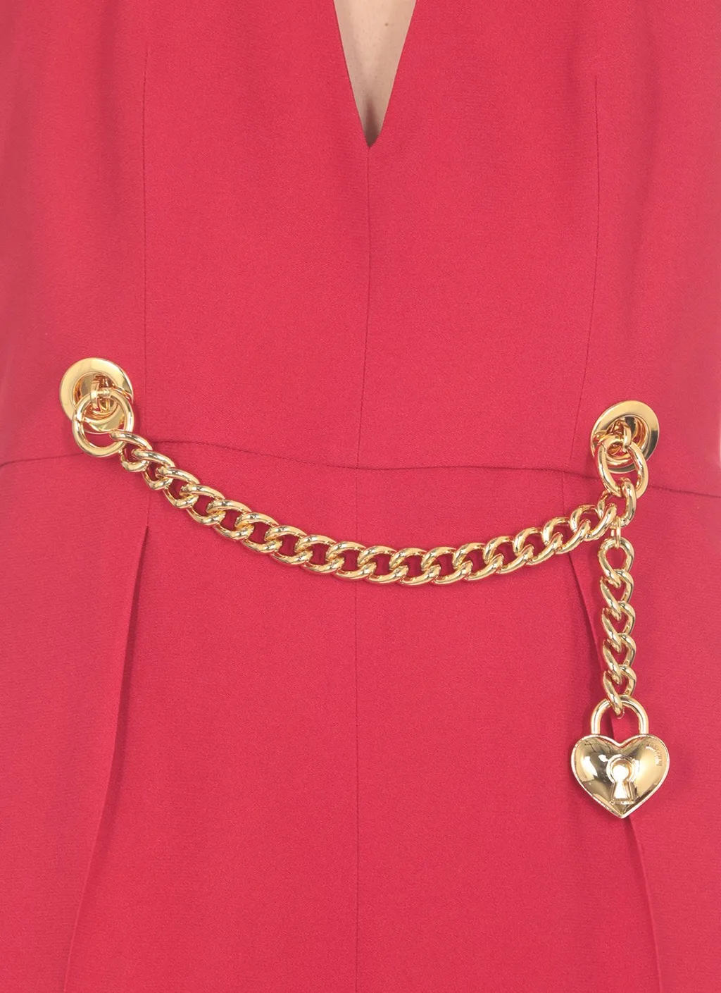 Moschino Chain-Embellished Open-Back Haltrneck Jumpsuit
