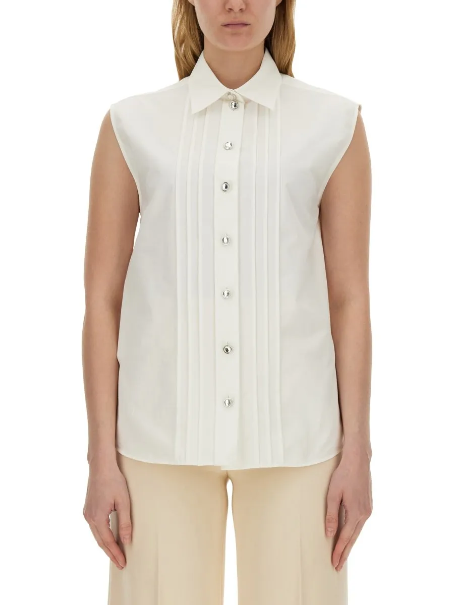 Moschino Pintuck Detailed Curved Hem Shirt
