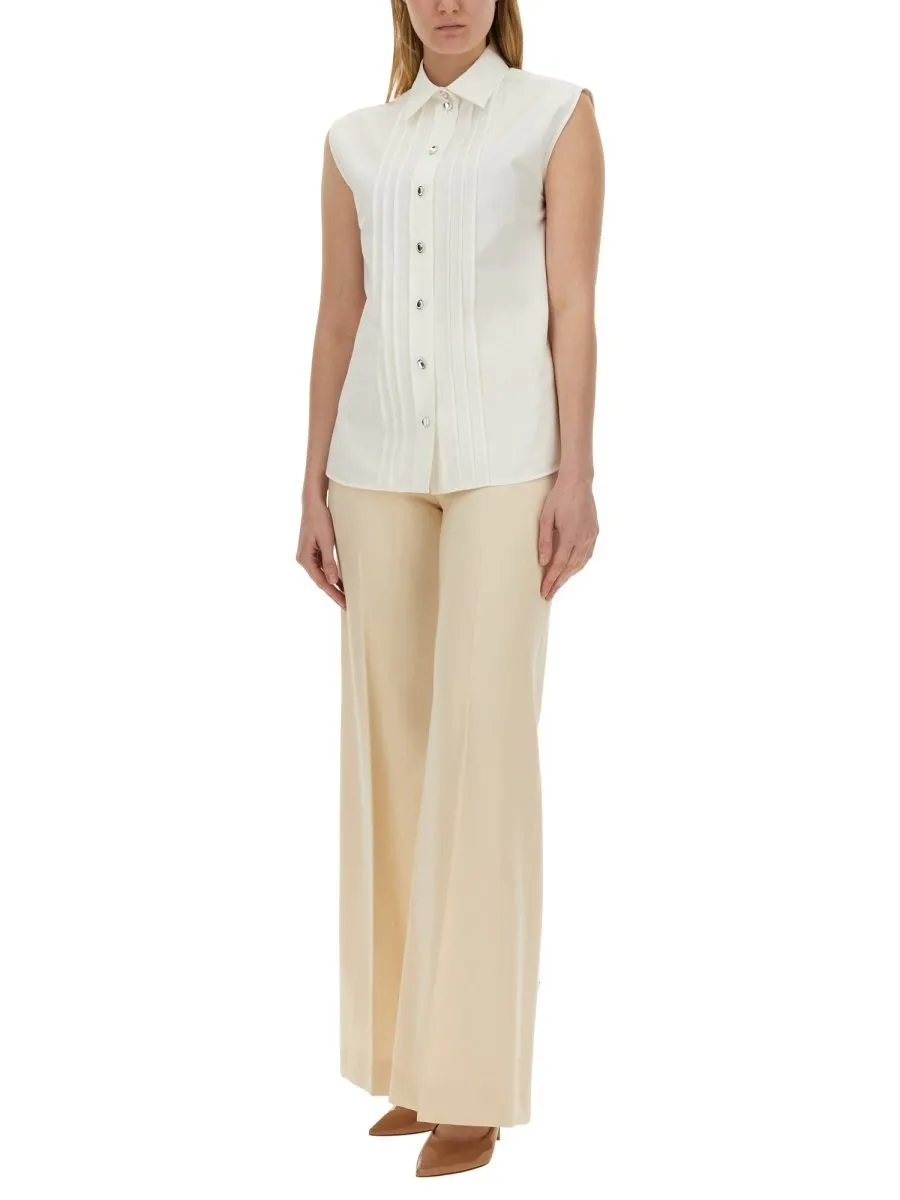 Moschino Pintuck Detailed Curved Hem Shirt