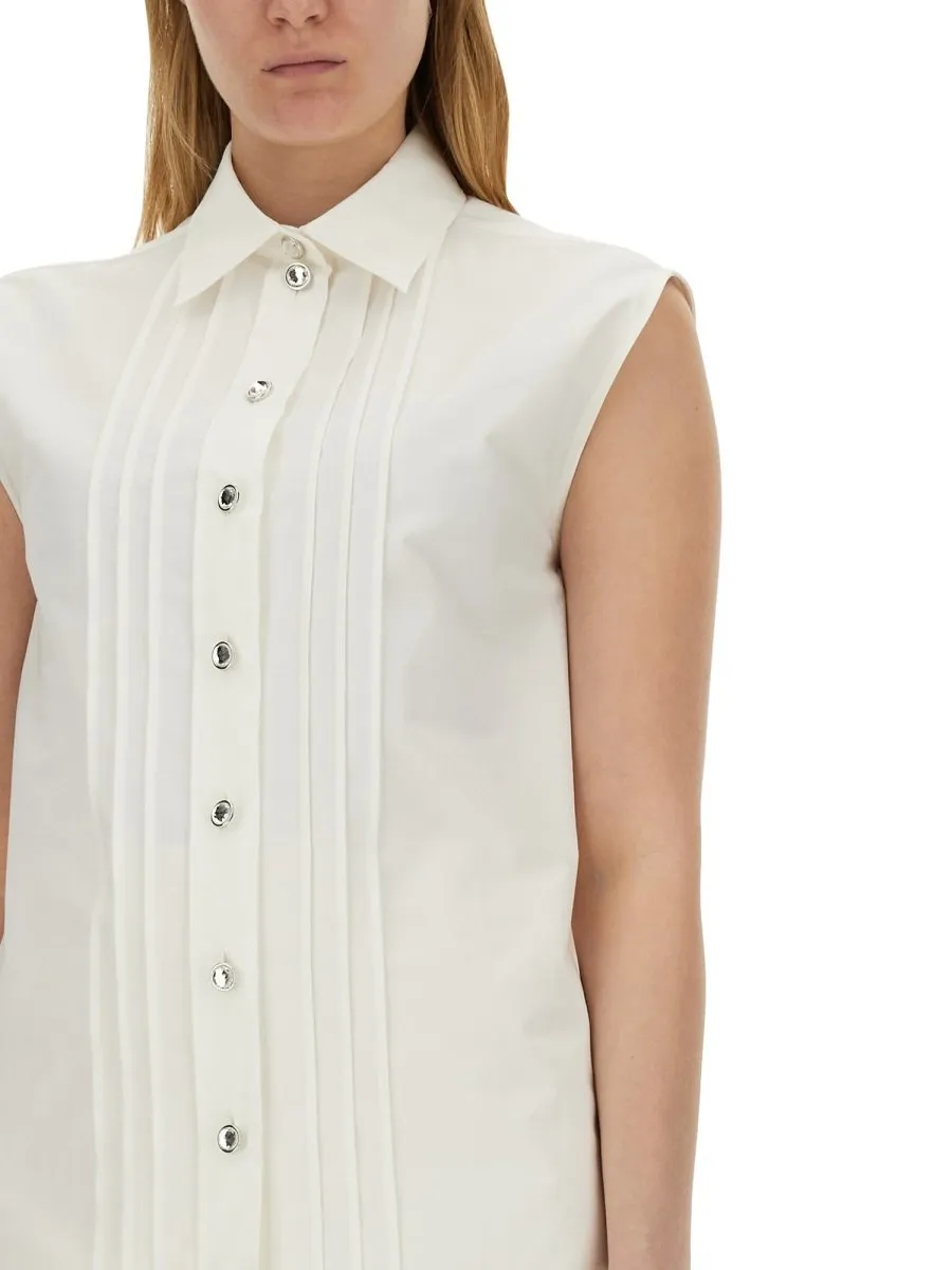 Moschino Pintuck Detailed Curved Hem Shirt