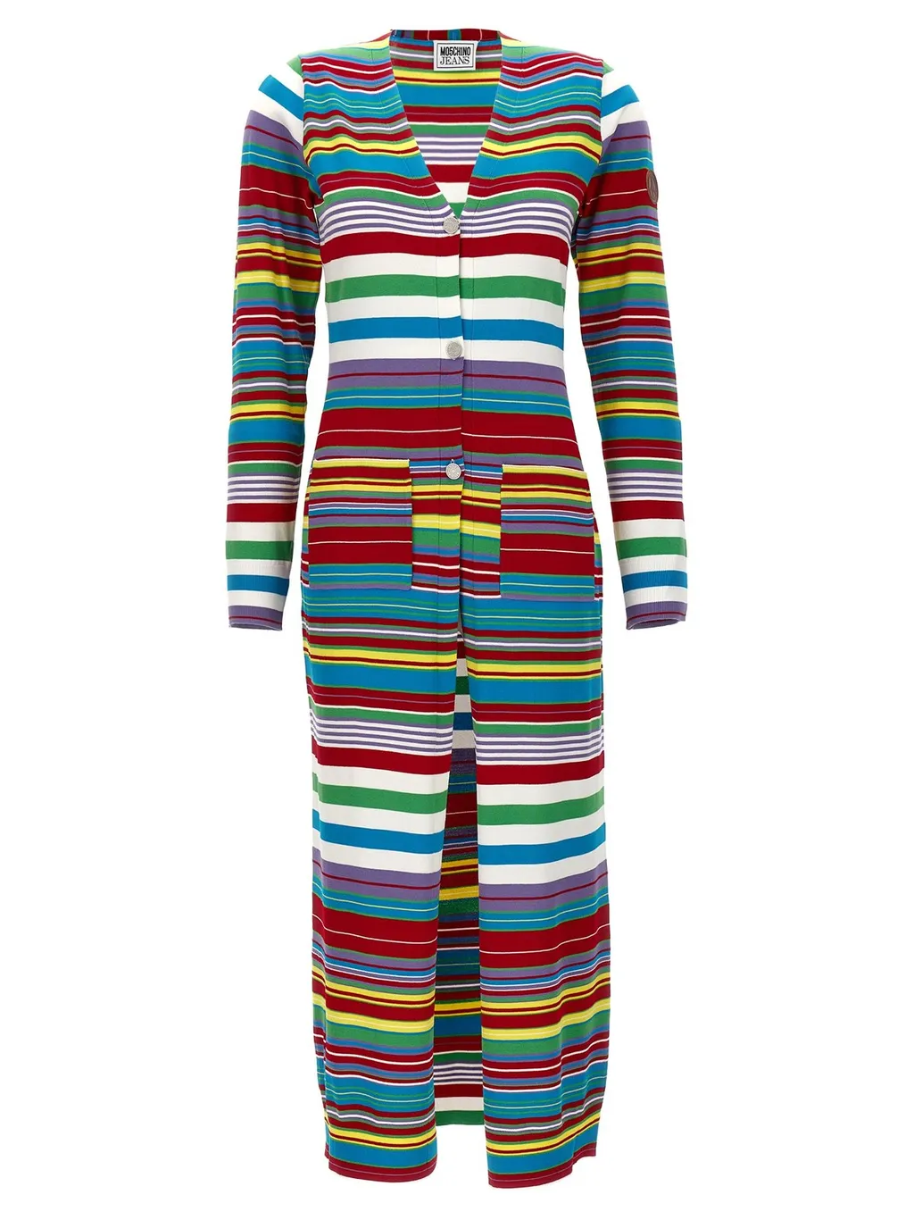 Moschino Jeans Striped Knit Long Cardigan