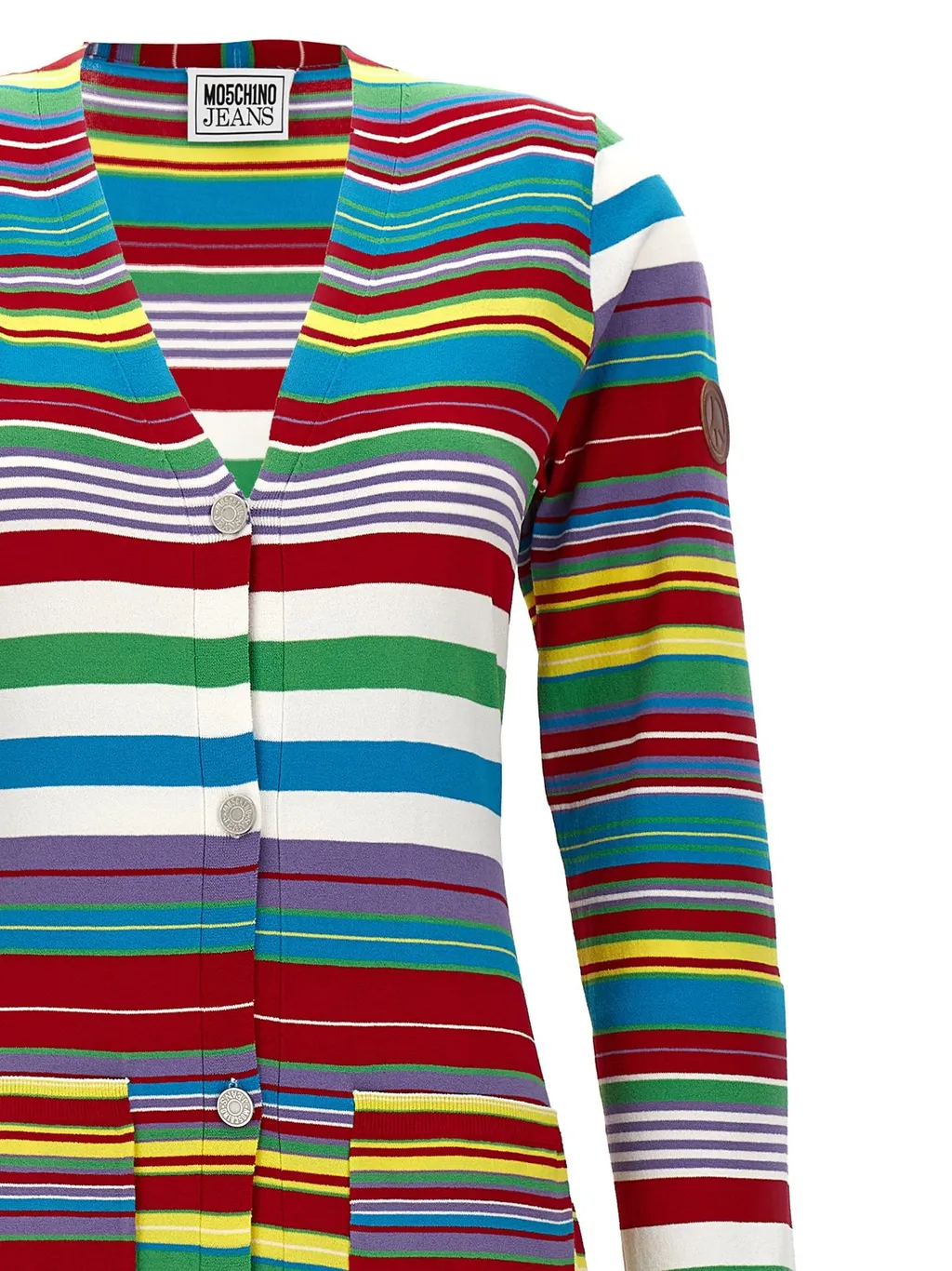 Moschino Jeans Striped Knit Long Cardigan