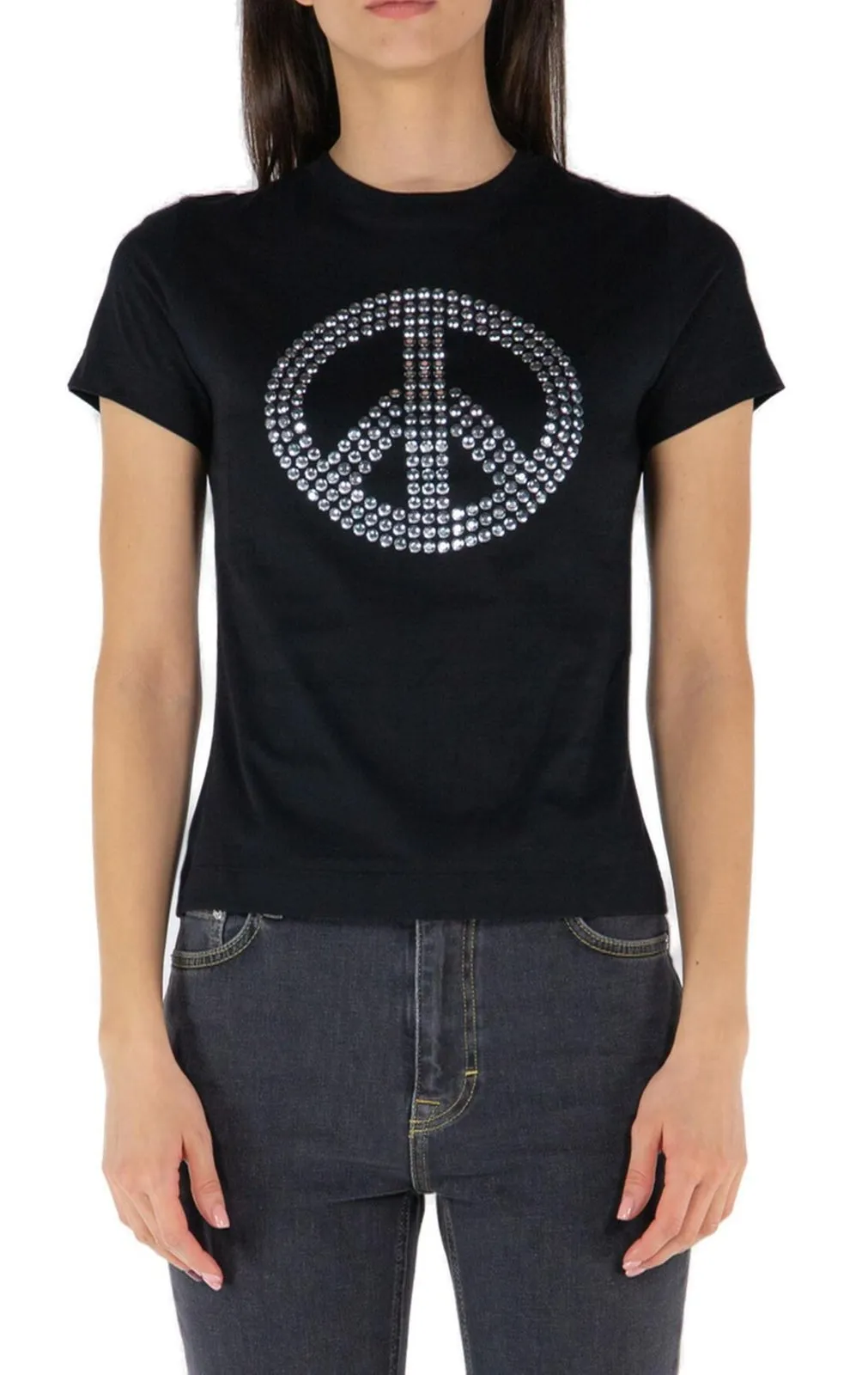 Moschino Jeans Peace Sign-Motif Crewneck T-Shirt
