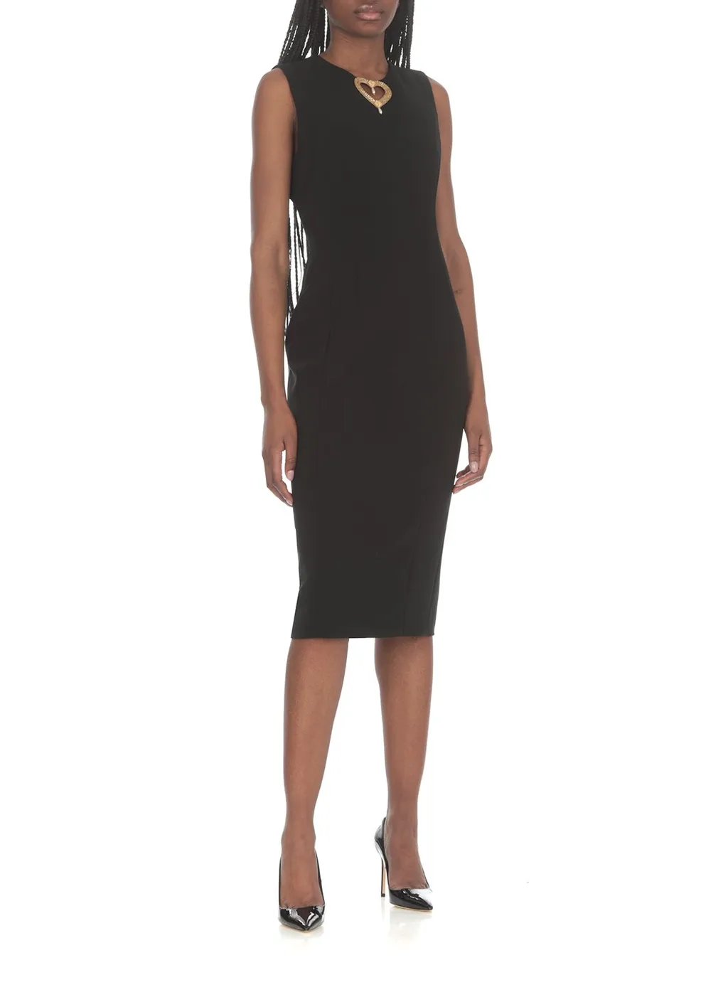 Moschino Heart-Detailed Sleeveless Midi Dress