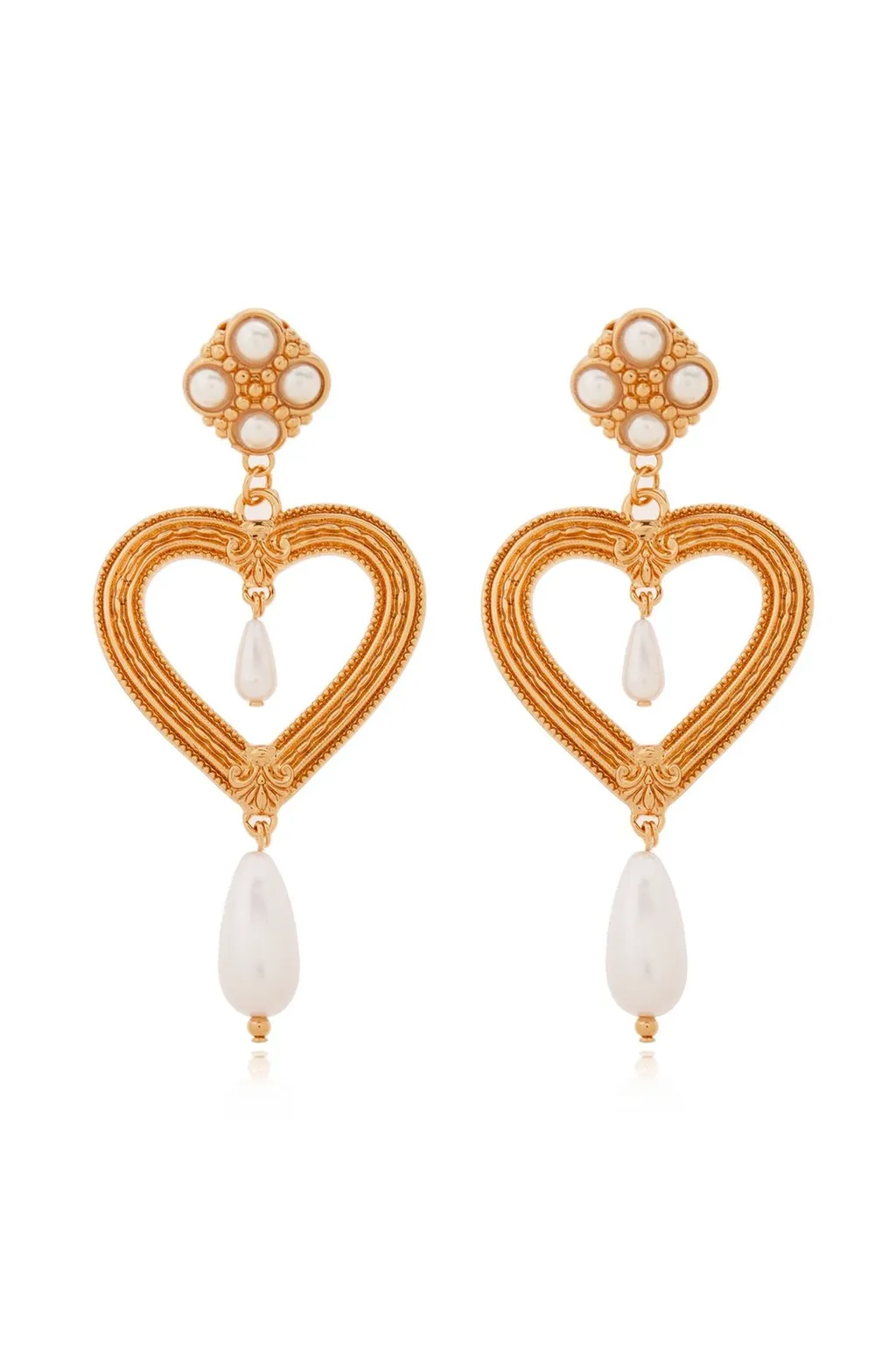 Moschino Heart-Shaped Clip-On Embellished Earrings