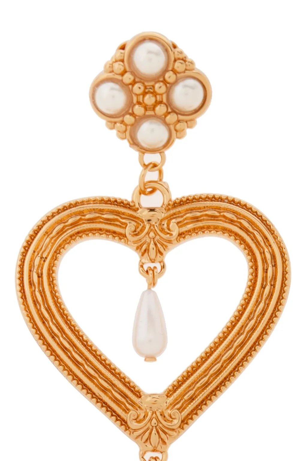 Moschino Heart-Shaped Clip-On Embellished Earrings