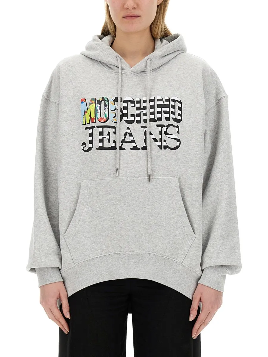 Moschino Jeans Logo-Printed Drawstring Hoodie