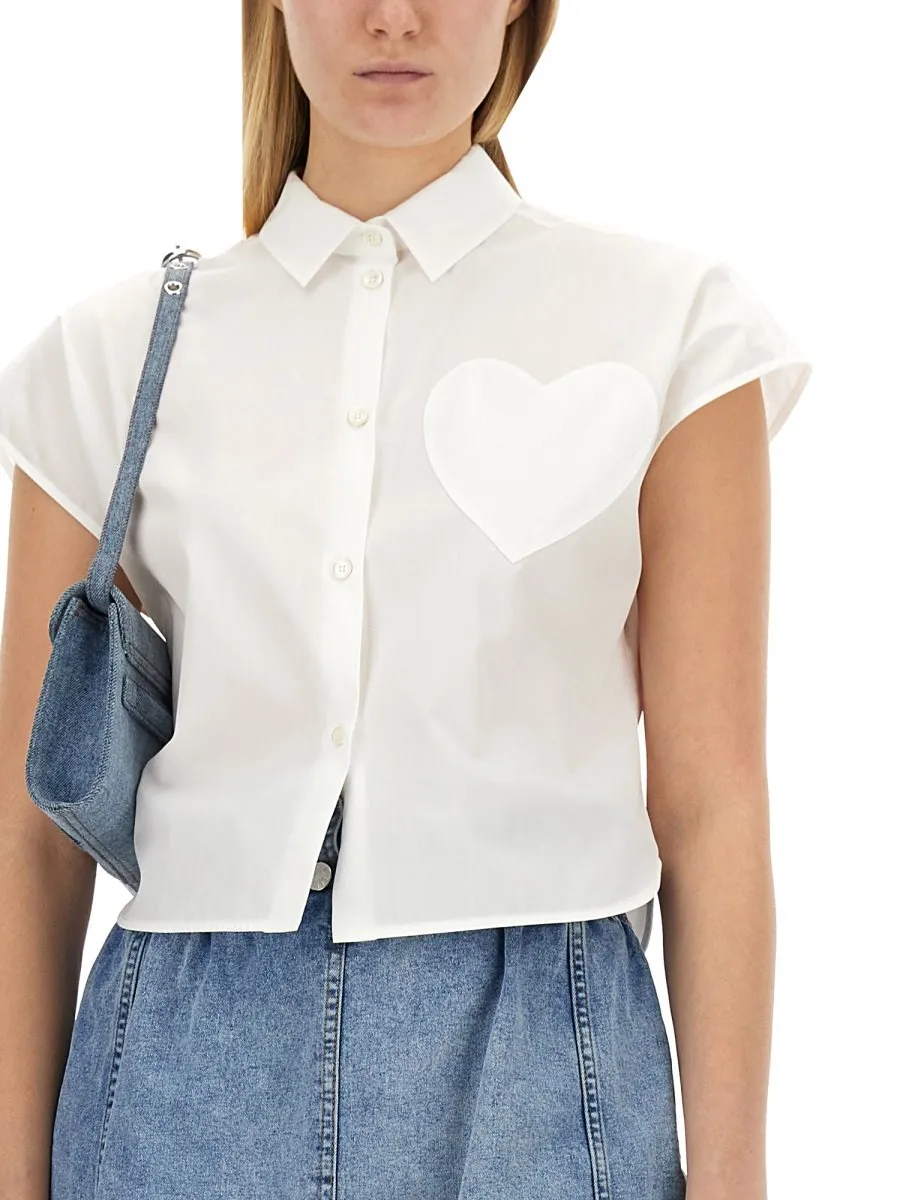 Moschino Jeans Heart Patch Short-Sleeved Shirt