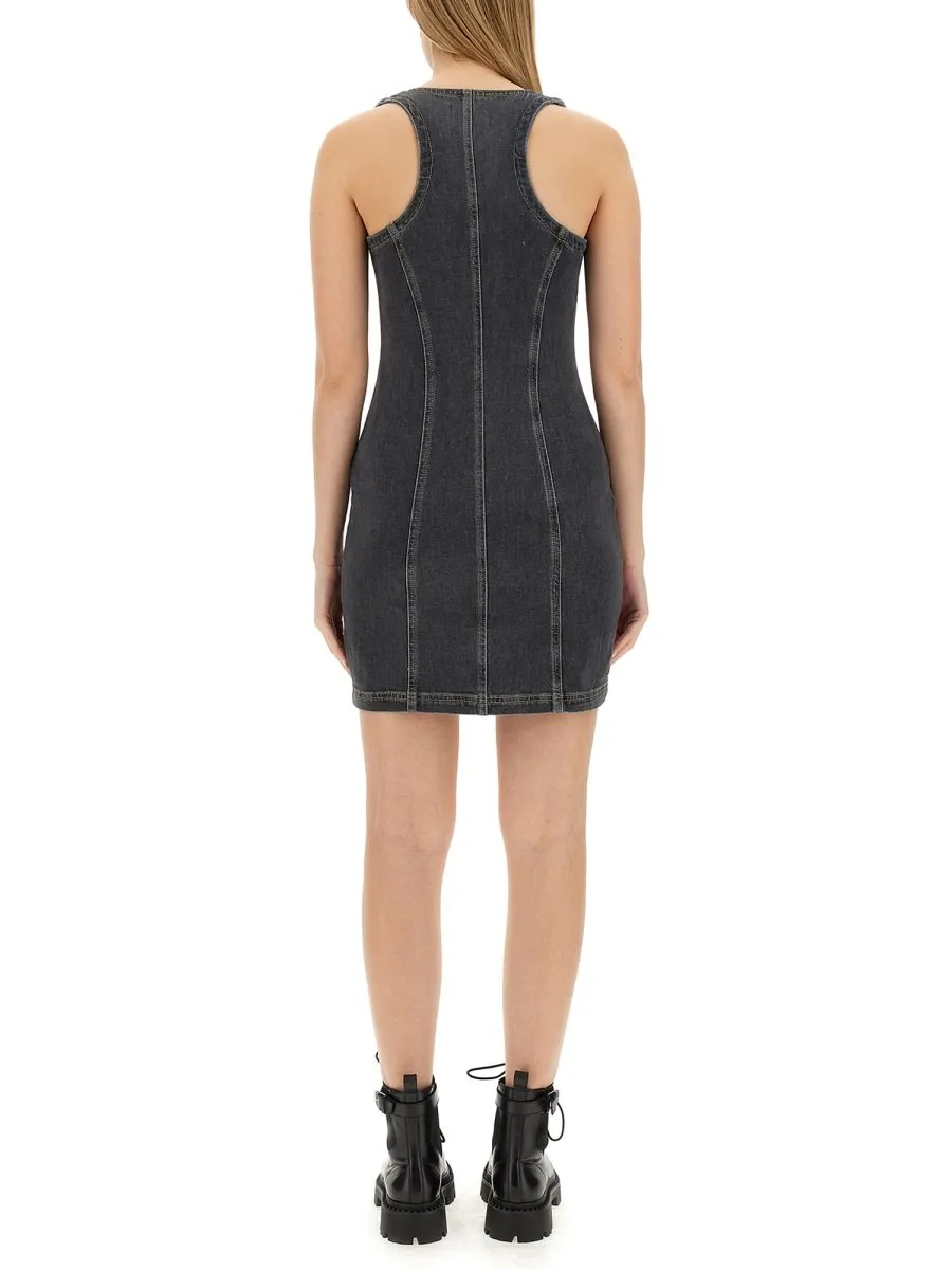Moschino Jeans Zip Detailed Mini Denim Dress