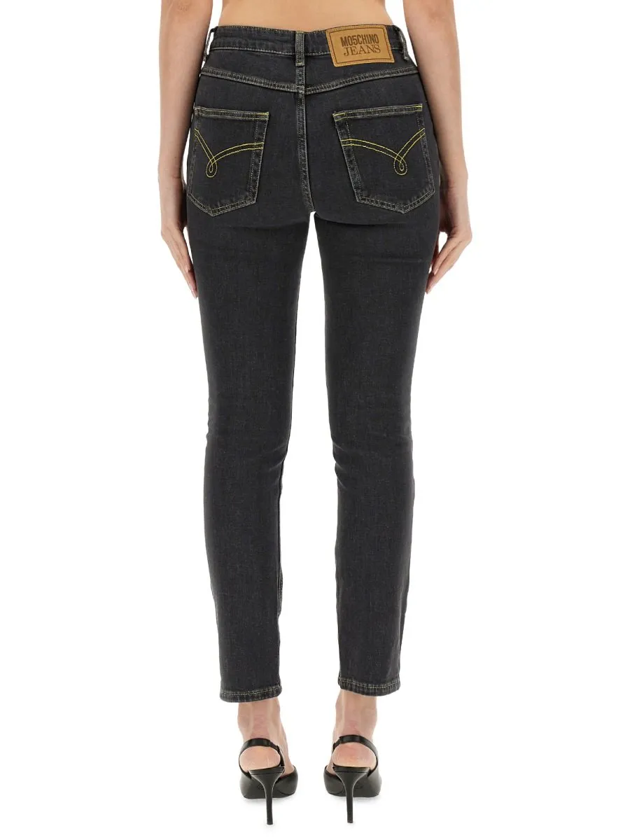 Moschino Jeans Logo Patch Skinny Fit Jeans