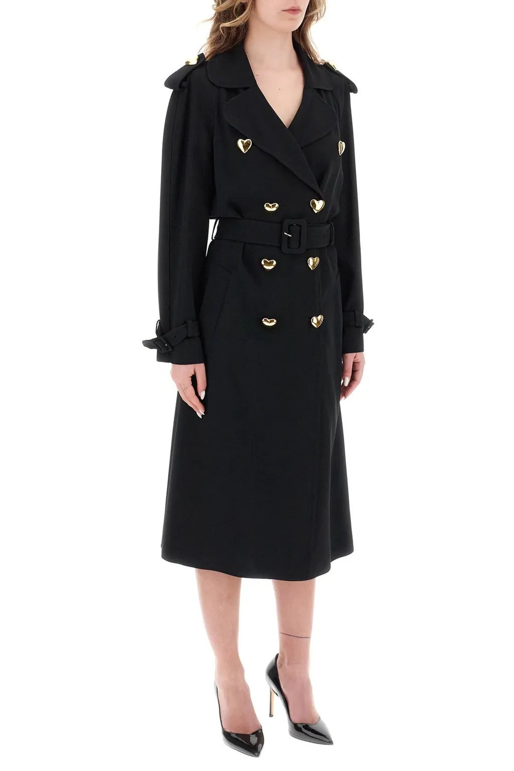 Moschino Heart Shaped Buttons Double Breasted Coat