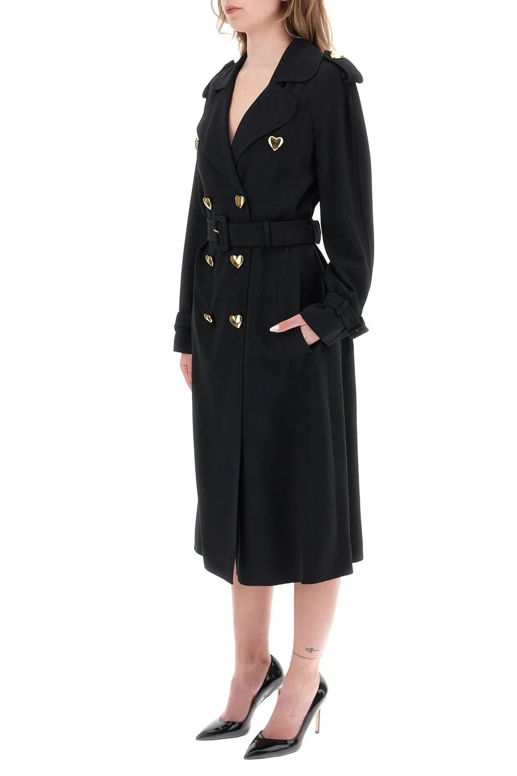 Moschino Heart Shaped Buttons Double Breasted Coat