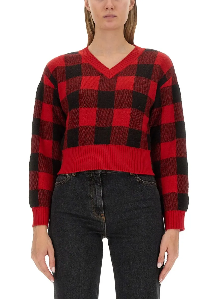 Moschino Jeans Checked Knitted Jumper