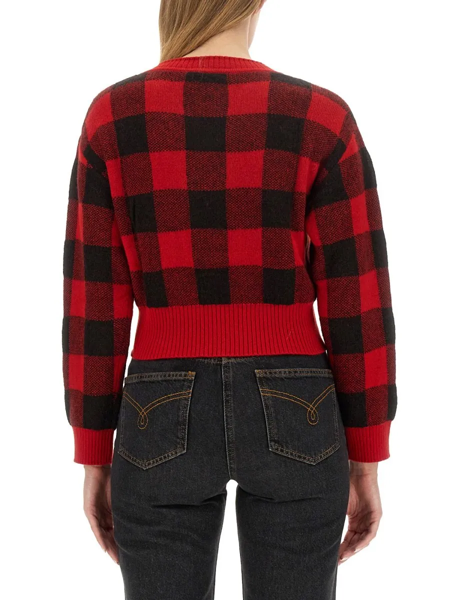 Moschino Jeans Checked Knitted Jumper