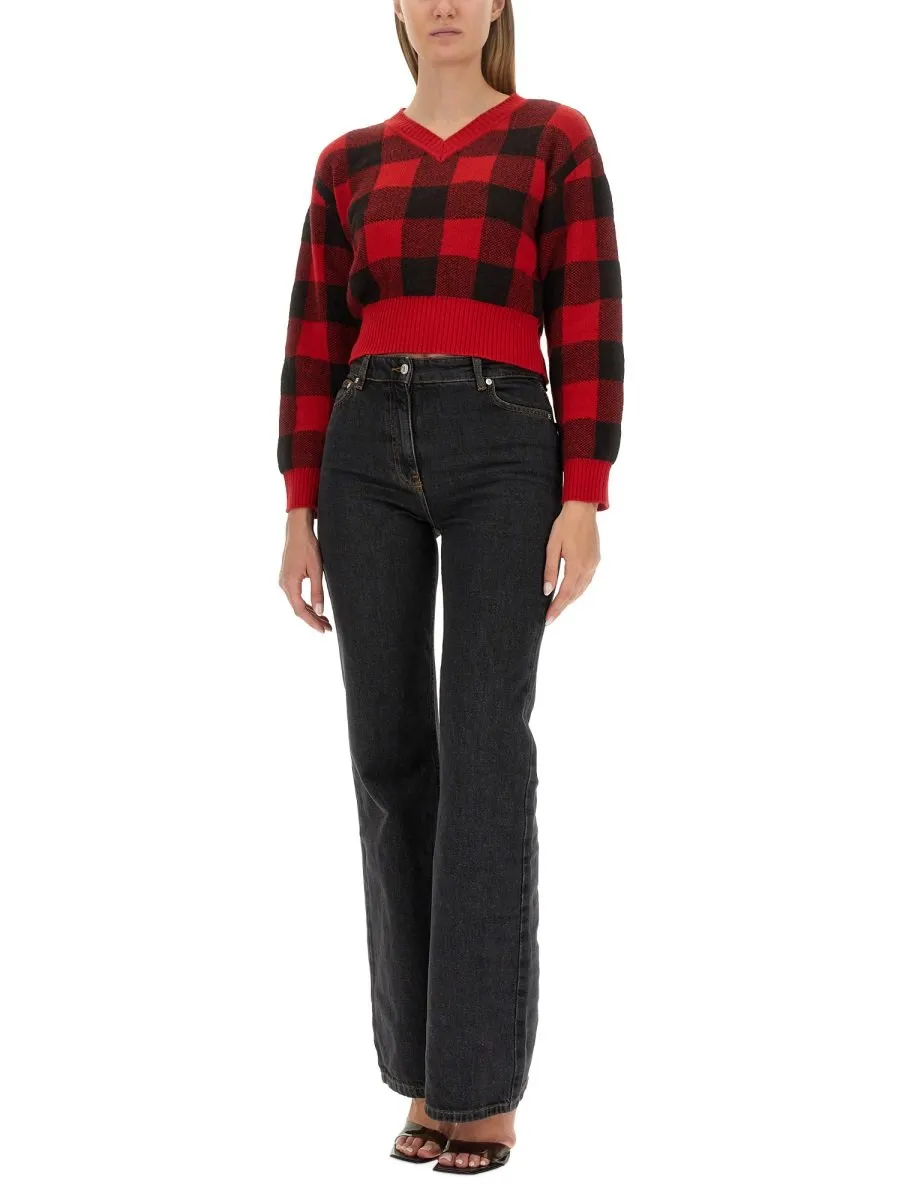Moschino Jeans Checked Knitted Jumper