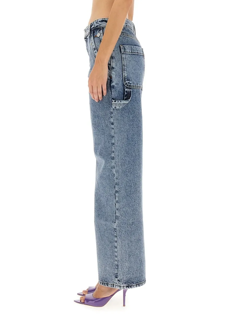 Moschino Jeans Logo Patch Wide-Leg Jeans