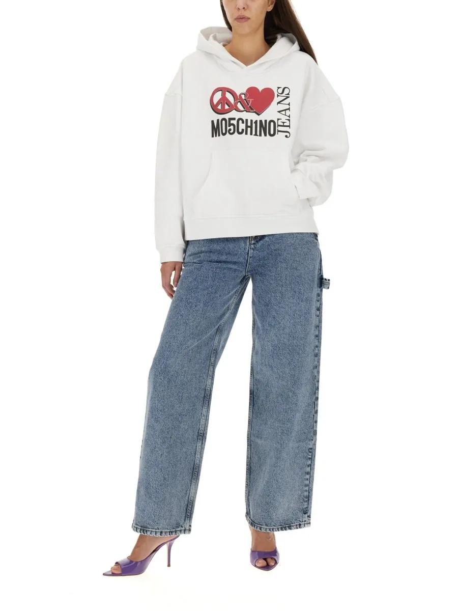Moschino Jeans Logo Patch Wide-Leg Jeans