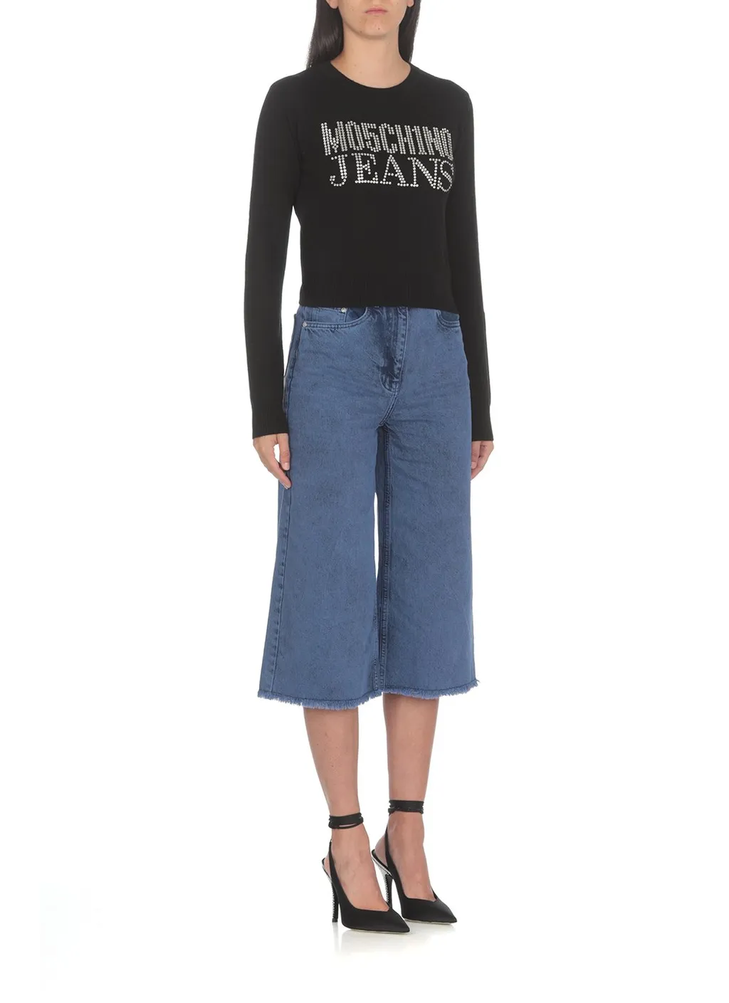 Moschino Jeans Logo Embellished Knitted Jumper