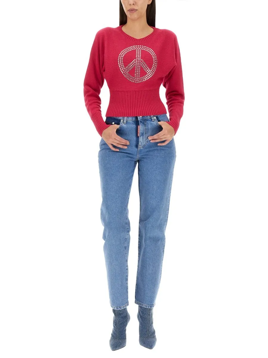 Moschino Jeans Embellished Cropped Sweatshirt