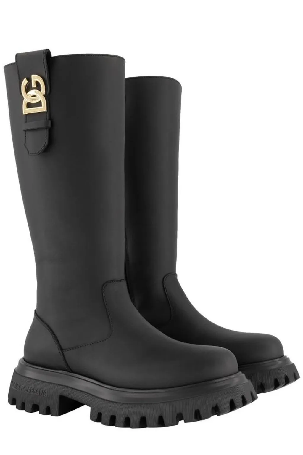 Dolce & Gabbana Kids Logo-Plaque Chunky-Sole Boots