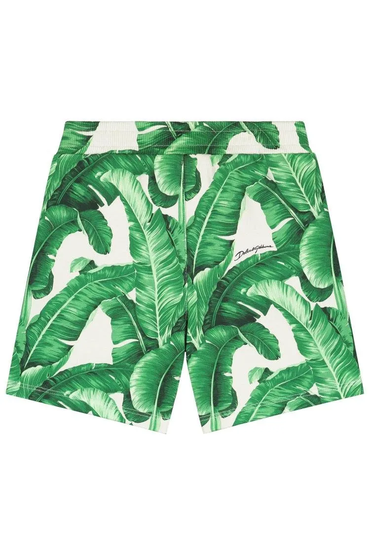 Dolce & Gabbana Kids Leaf-Printed Drawstring Shorts