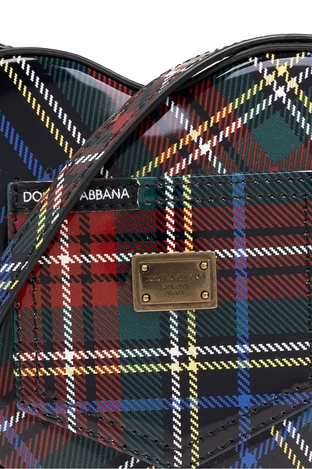 Dolce & Gabbana Kids Tartan Printed Heart Shaped Shoulder Bag