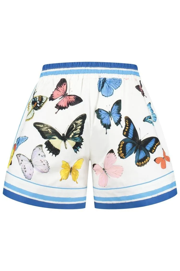 Dolce & Gabbana Kids Butterfly Printed Striped Poplin Pajama Shorts