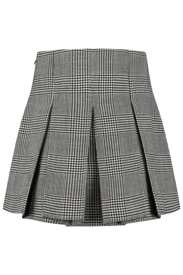 Dolce & Gabbana Kids Logo Plaque Glen Plaid Skirt