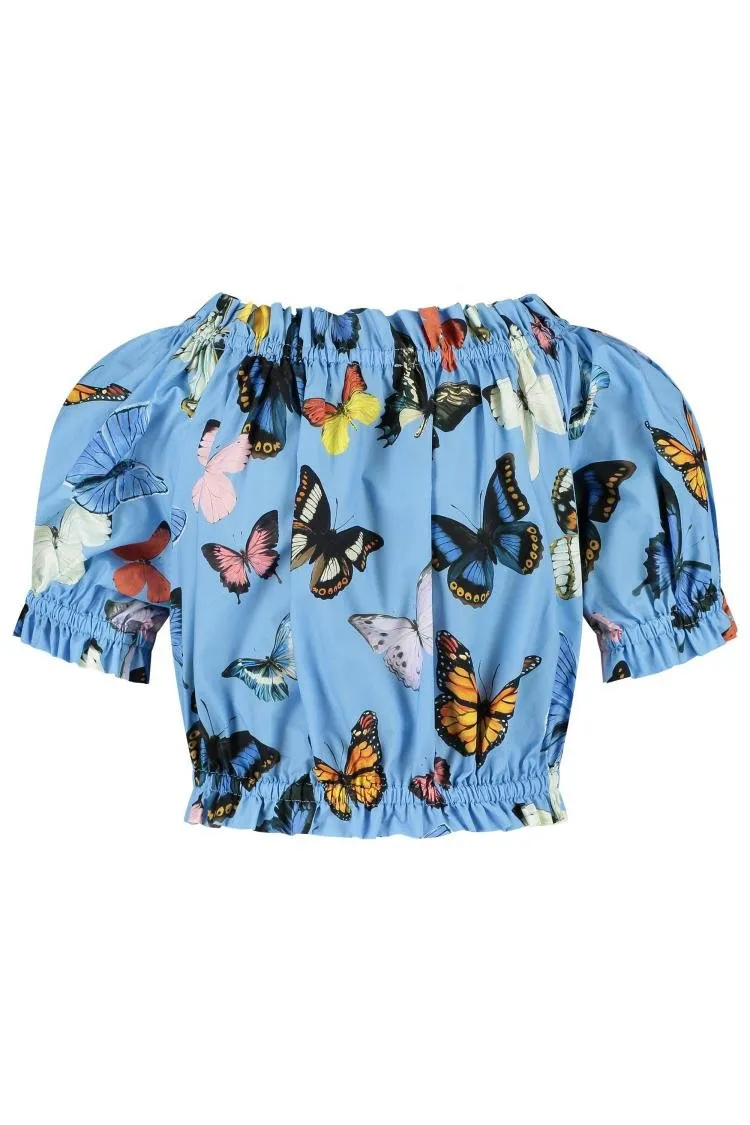 Dolce & Gabbana Kids Butterfly Printed Poplin Top