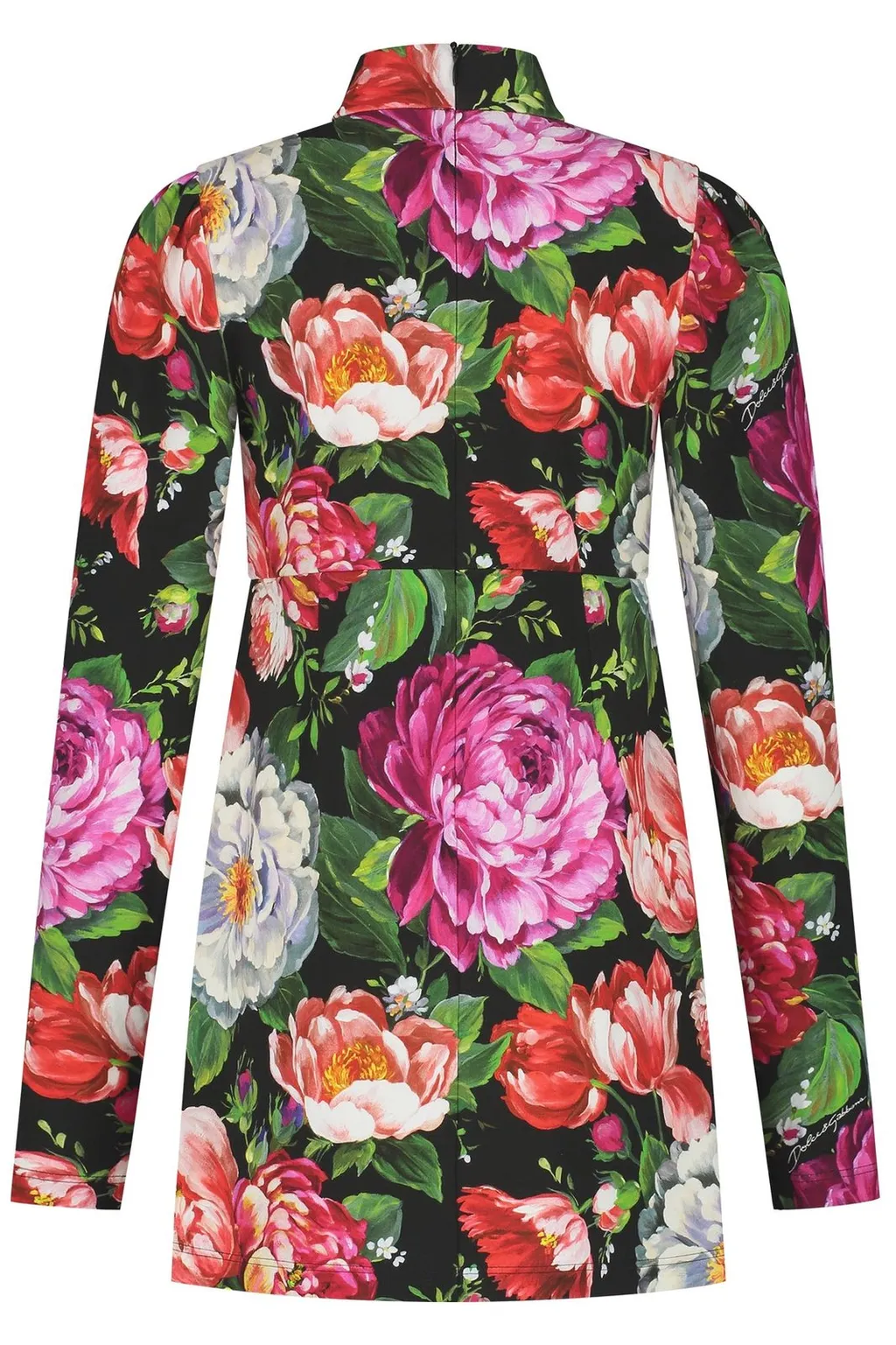 Dolce & Gabbana Kids Floral-Printed Mock Neck Long Sleeeved Dress