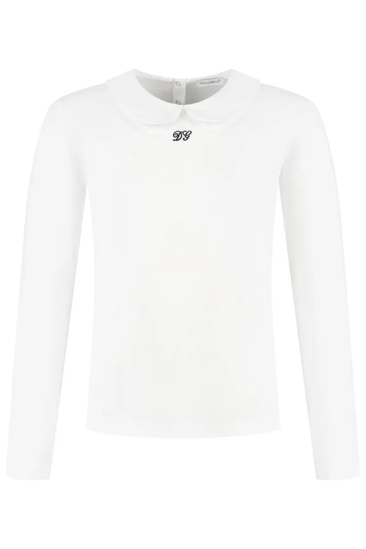 Dolce & Gabbana Kids Logo Embroidered Long-Sleeved T-Shirt