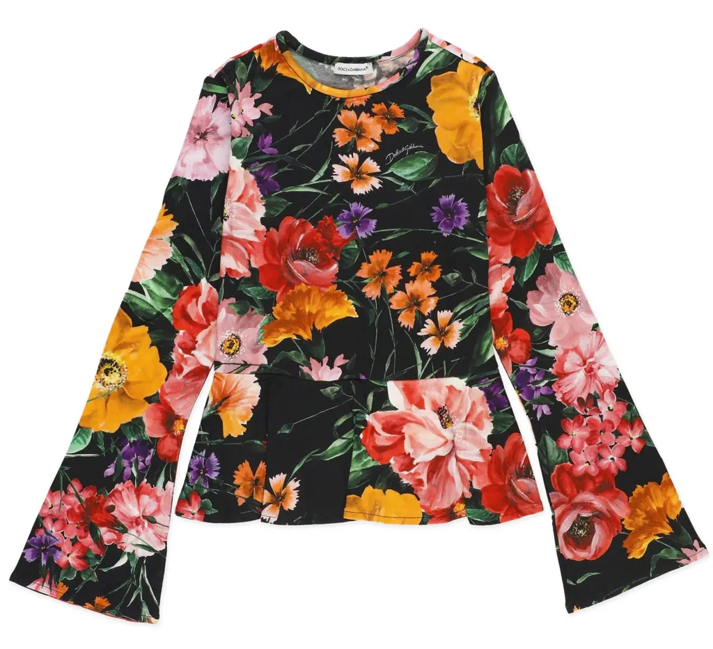 Dolce & Gabbana Kids Floral Printed Jersey T-Shirt