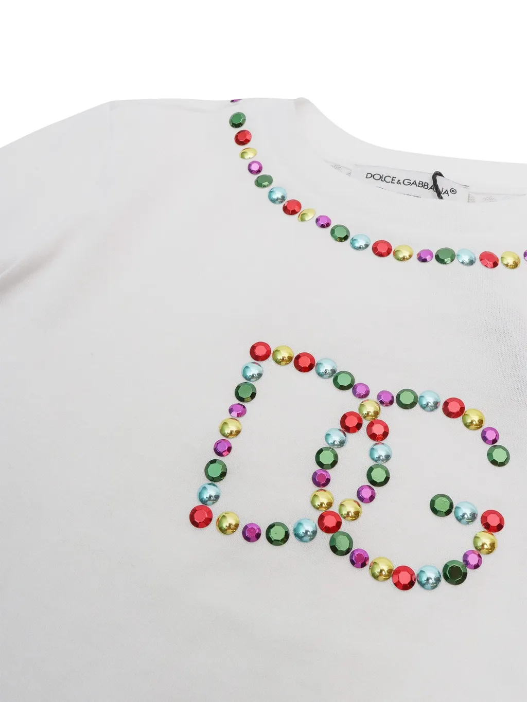 Dolce & Gabbana Kids Logo Studded Crewneck T-Shirt