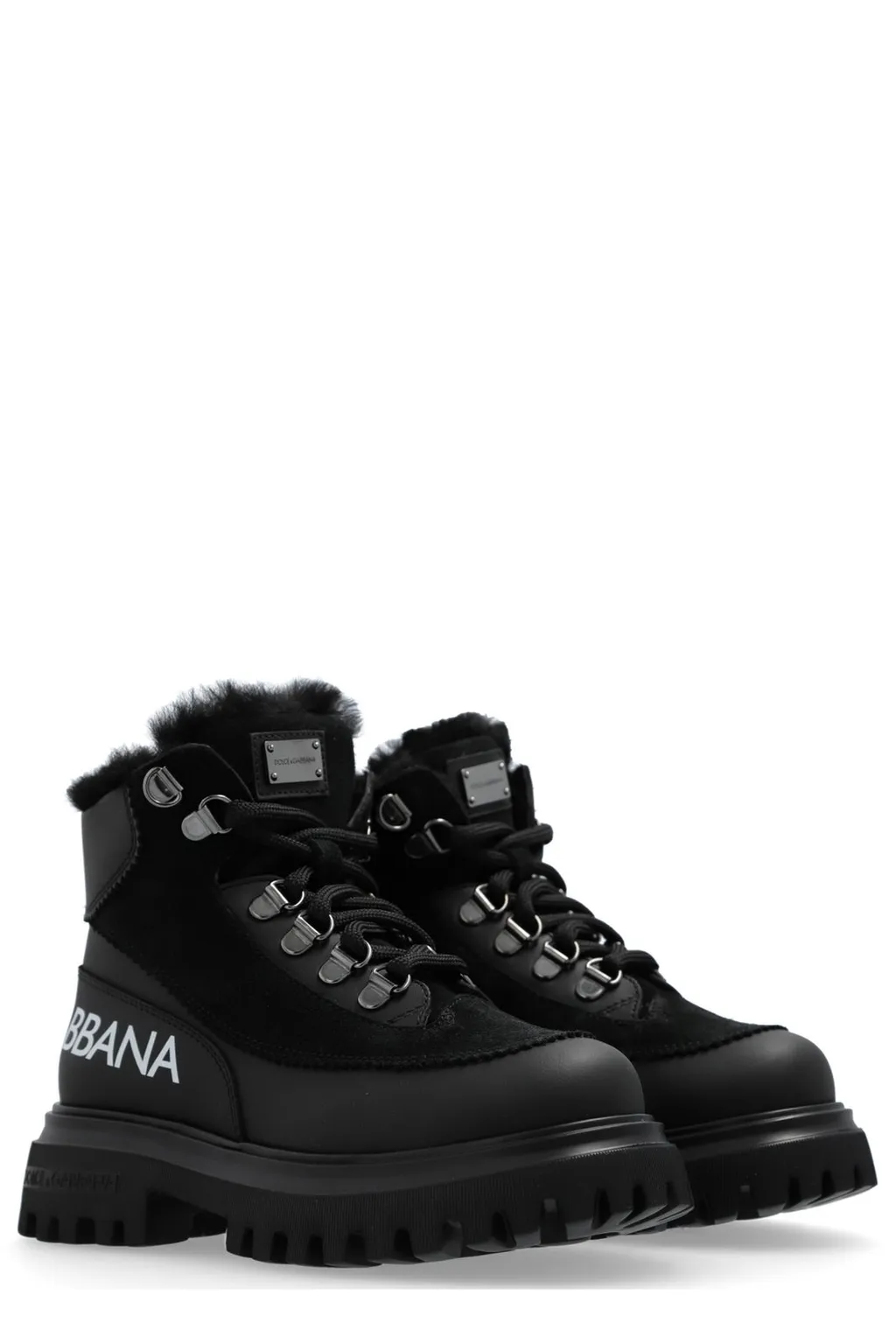 Dolce & Gabbana Kids Logo Printed Lace-Up Boots