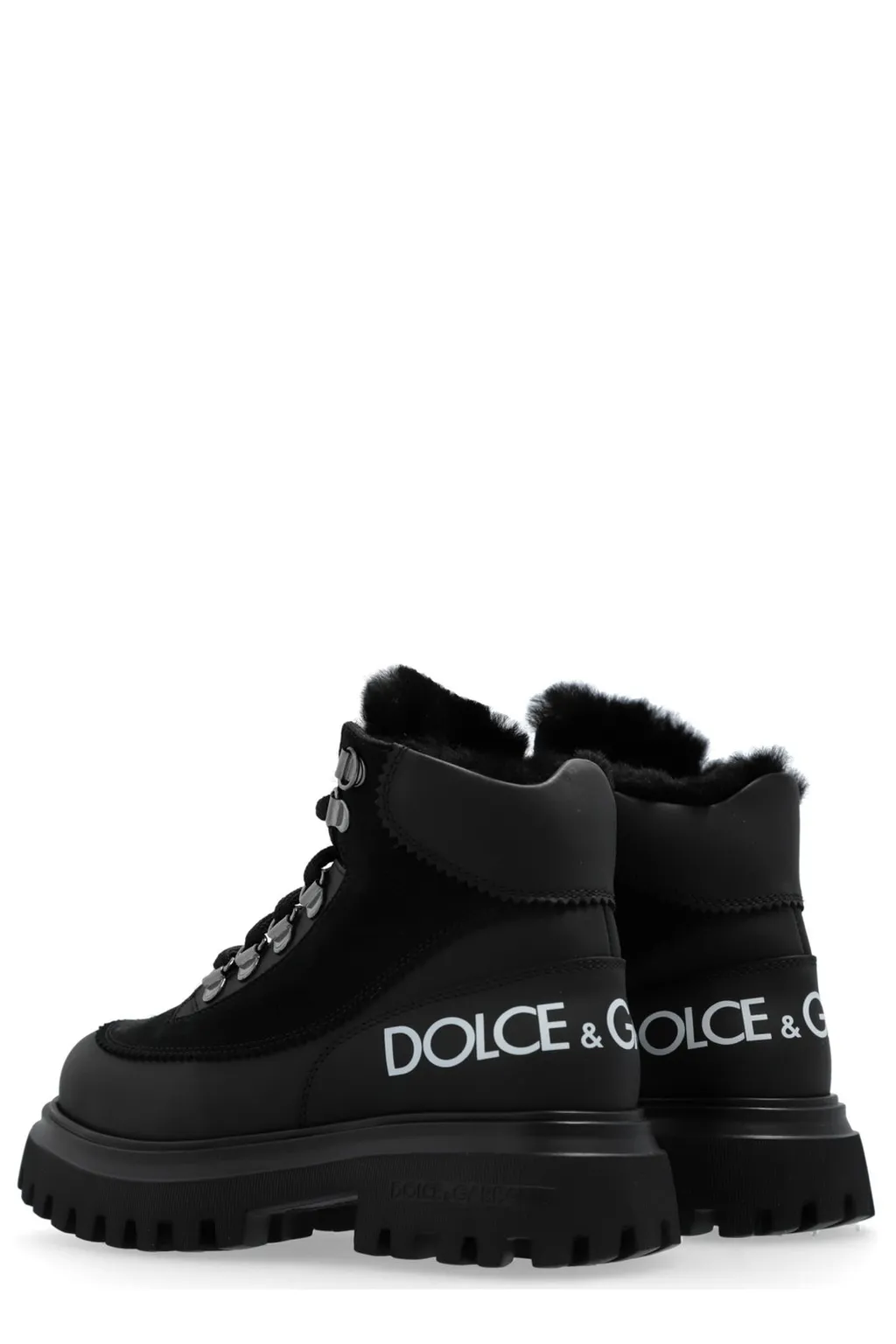 Dolce & Gabbana Kids Logo Printed Lace-Up Boots