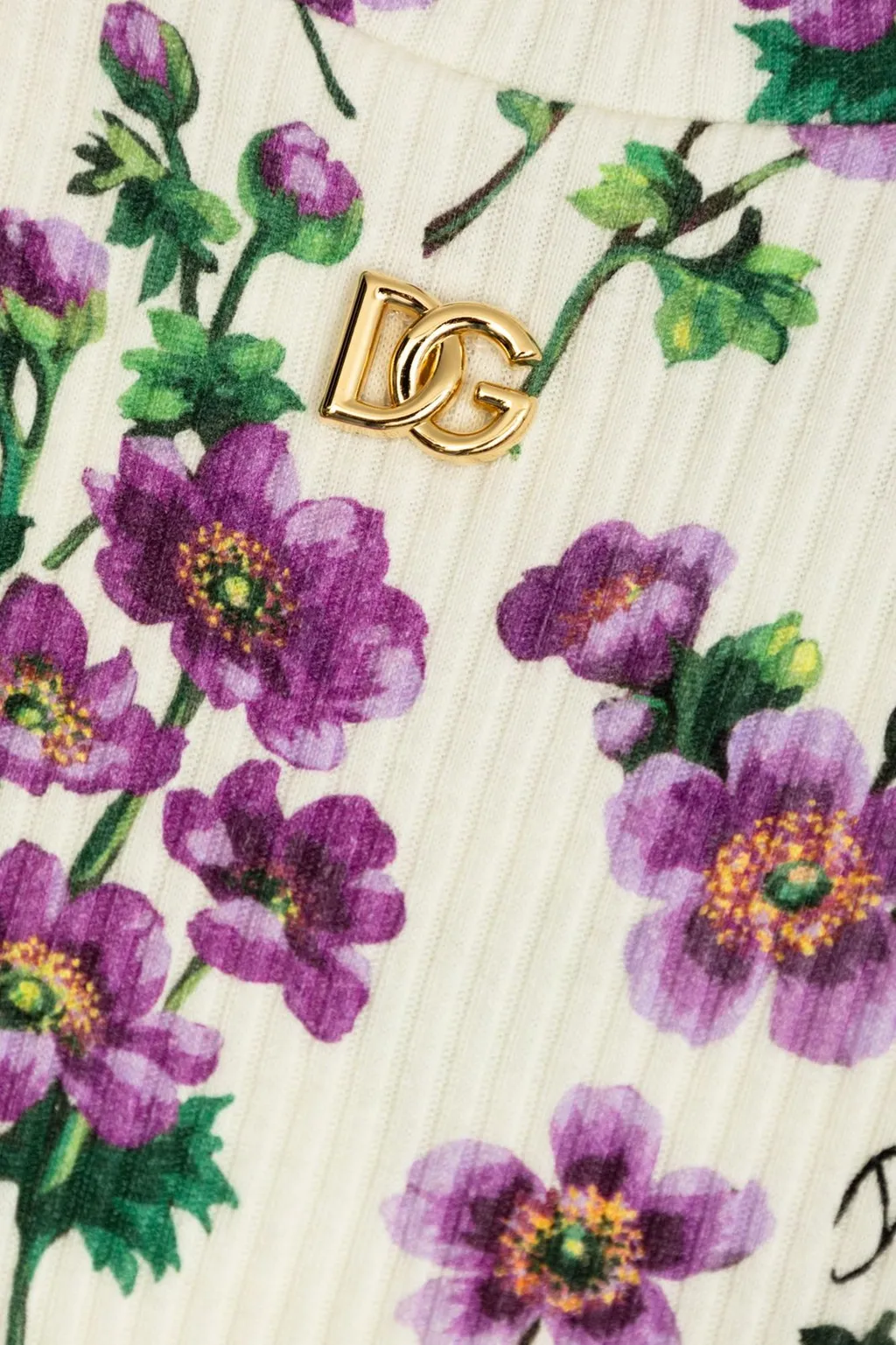 Dolce & Gabbana Kids Violets-Print Ribbed Turtleneck Jumper