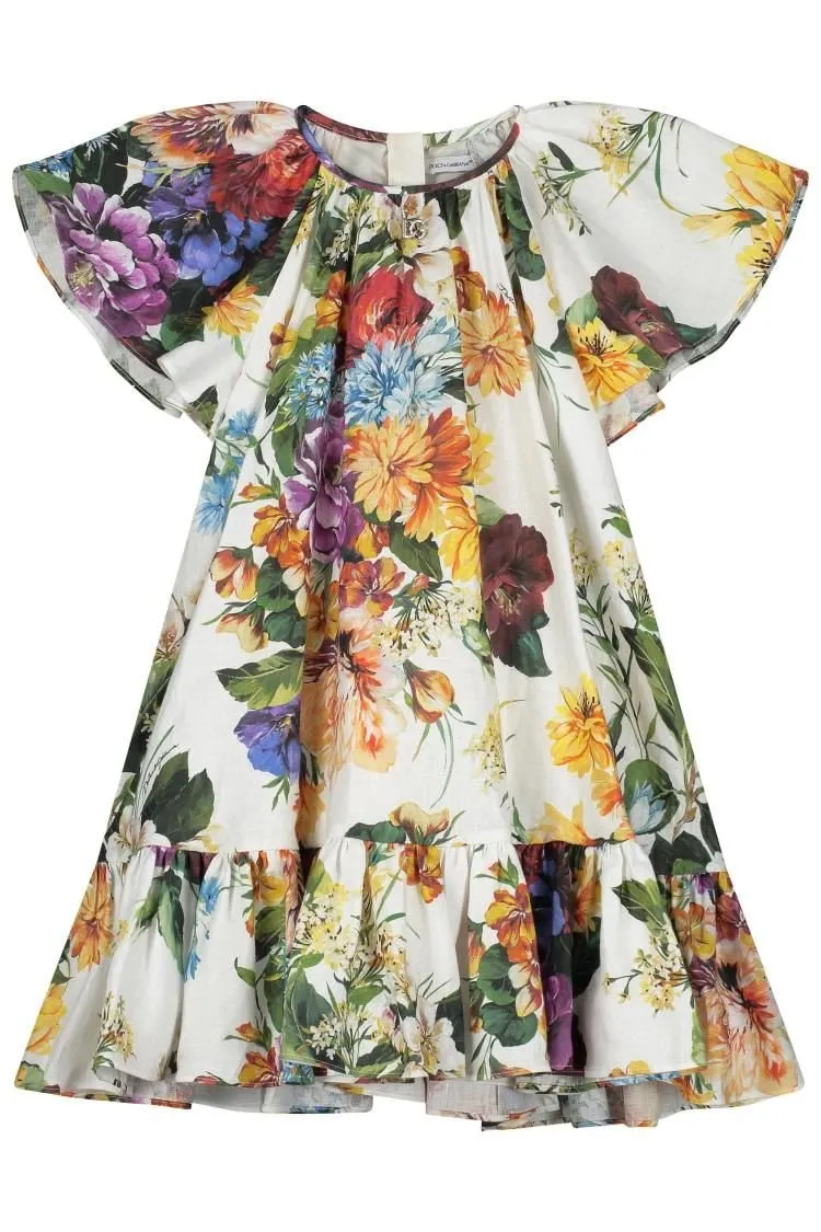 Dolce & Gabbana Kids Floral-Print Gathered Dress