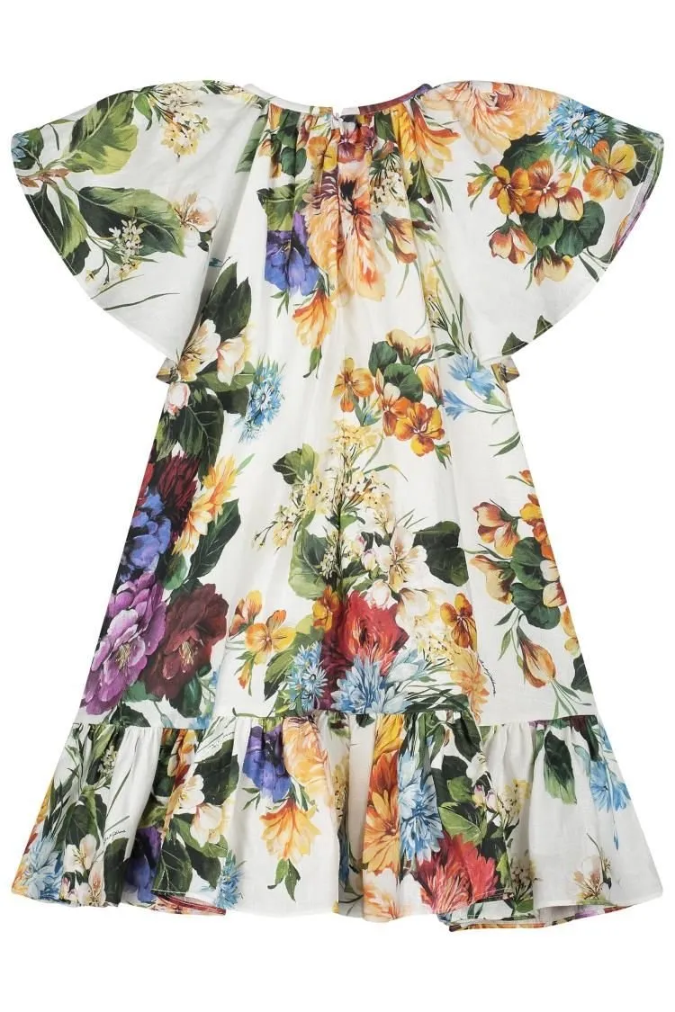Dolce & Gabbana Kids Floral-Print Gathered Dress