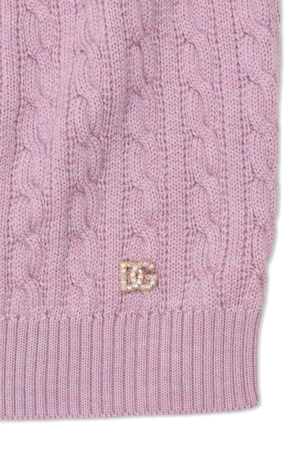 Dolce & Gabbana Kids Logo Embellished Cable-Knit Skirt