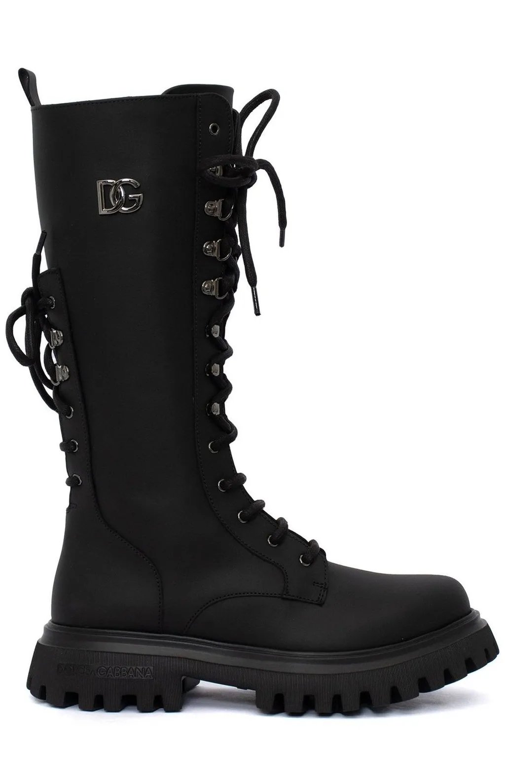 Dolce & Gabbana Kids Logo-Plaque Lace-Up Boots
