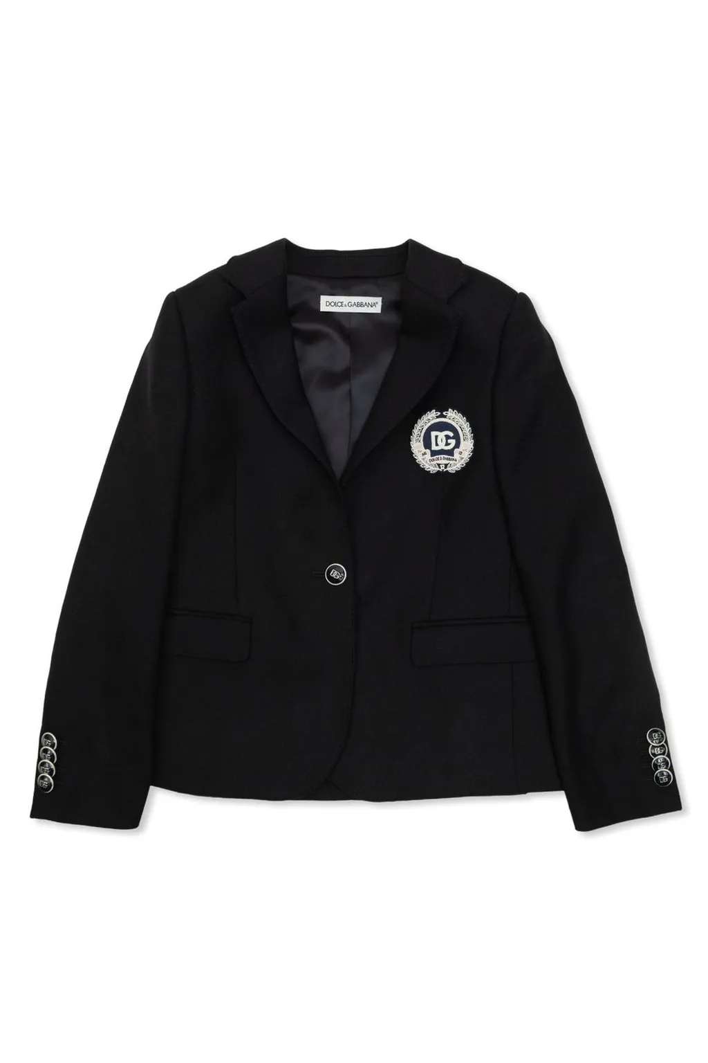 Dolce & Gabbana Kids V-Neck Logo Patch Blazer
