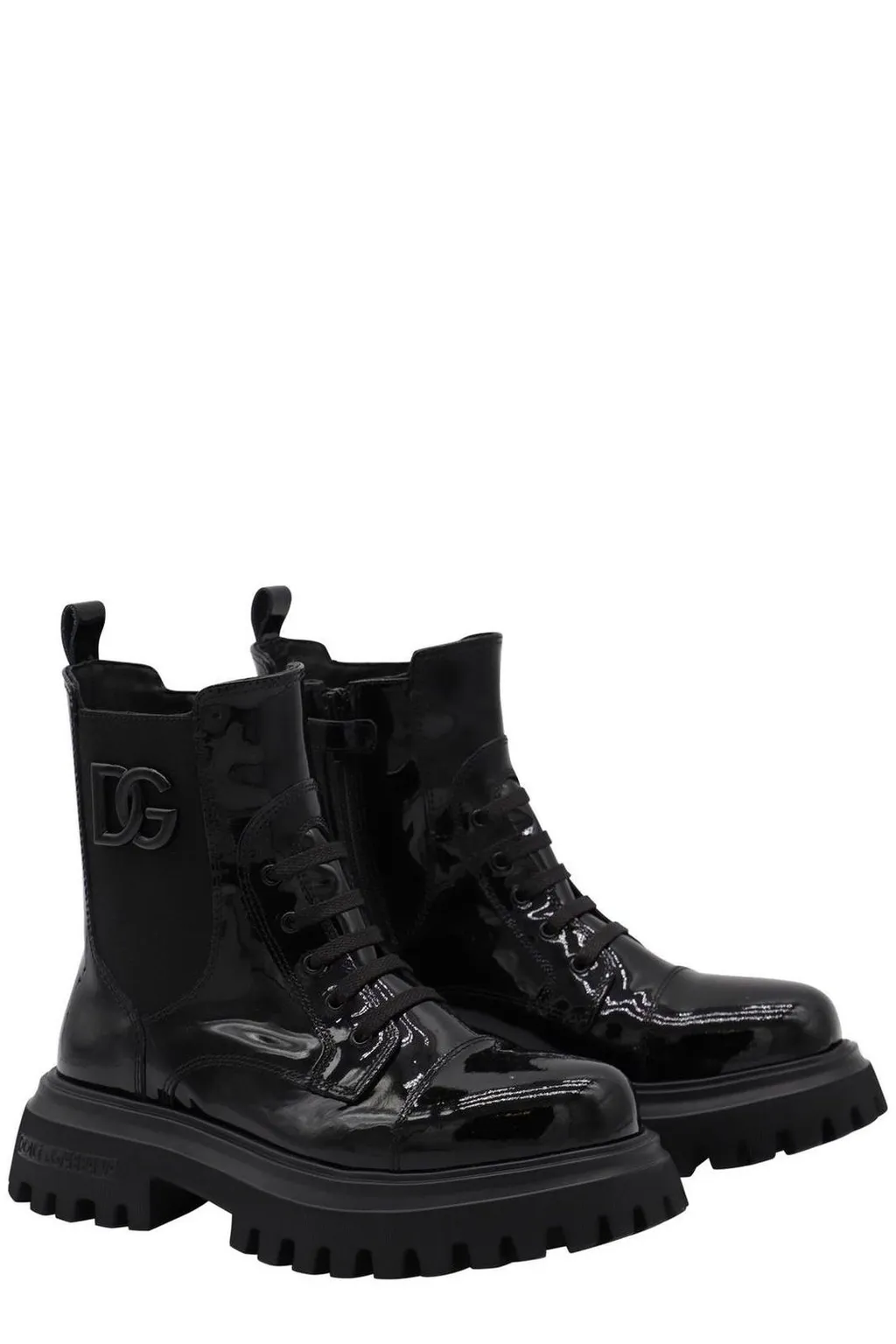 Dolce & Gabbana Kids Logo Plaque Lace-Up Boots