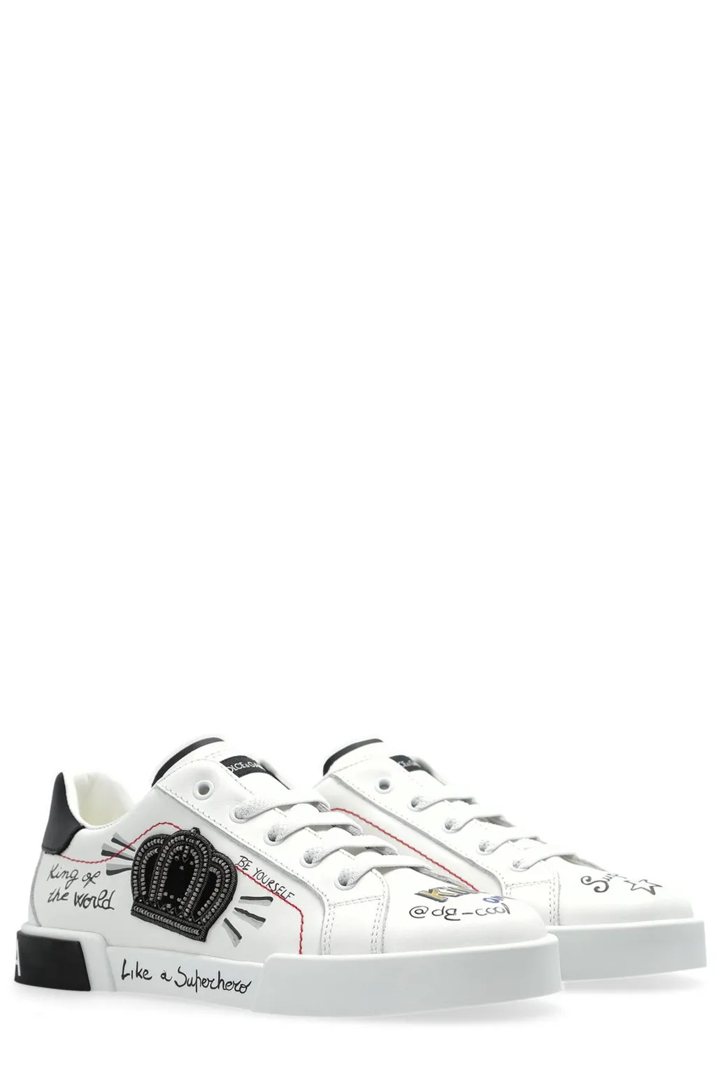 Dolce & Gabbana Kids Graphic Printed Embellished Lace-Up Sneakers